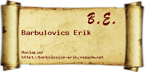 Barbulovics Erik névjegykártya